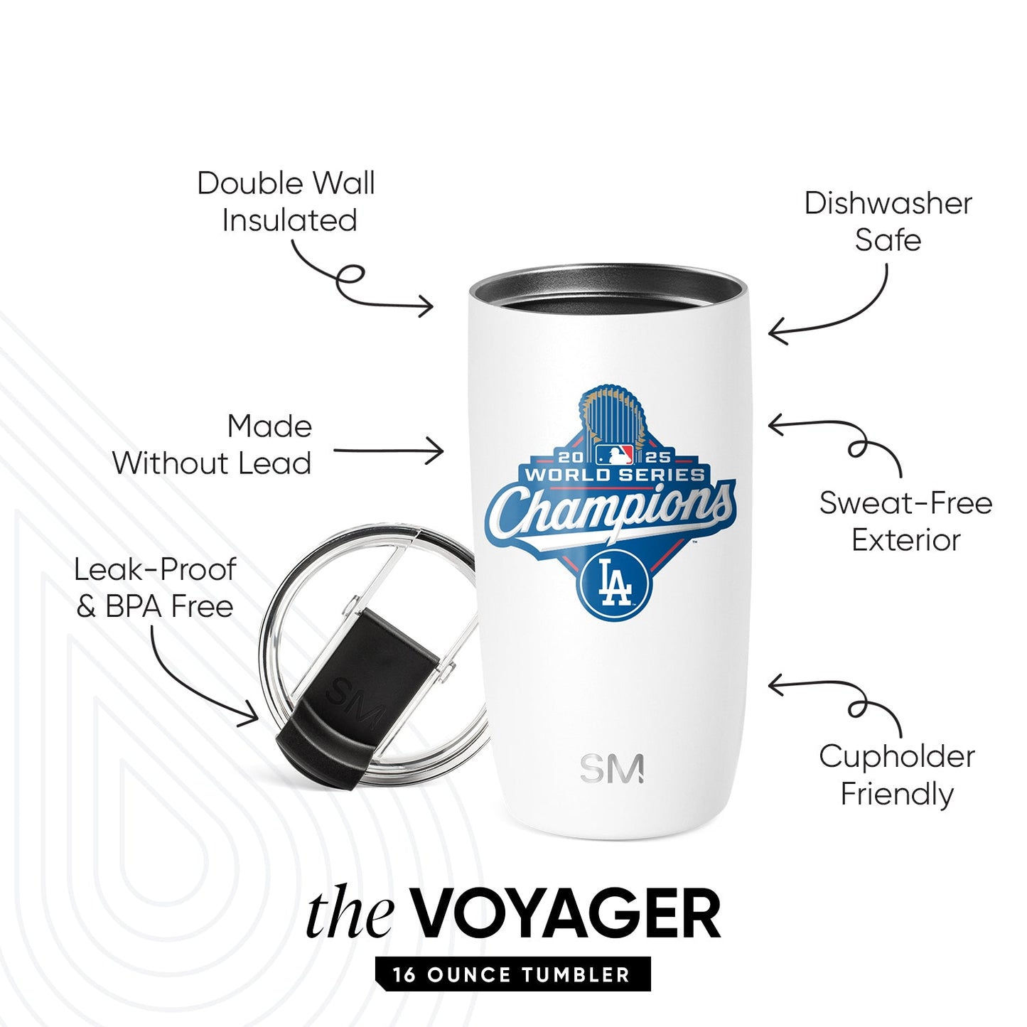 MLB Voyager Tumbler with Clear Flip Lid & Straw