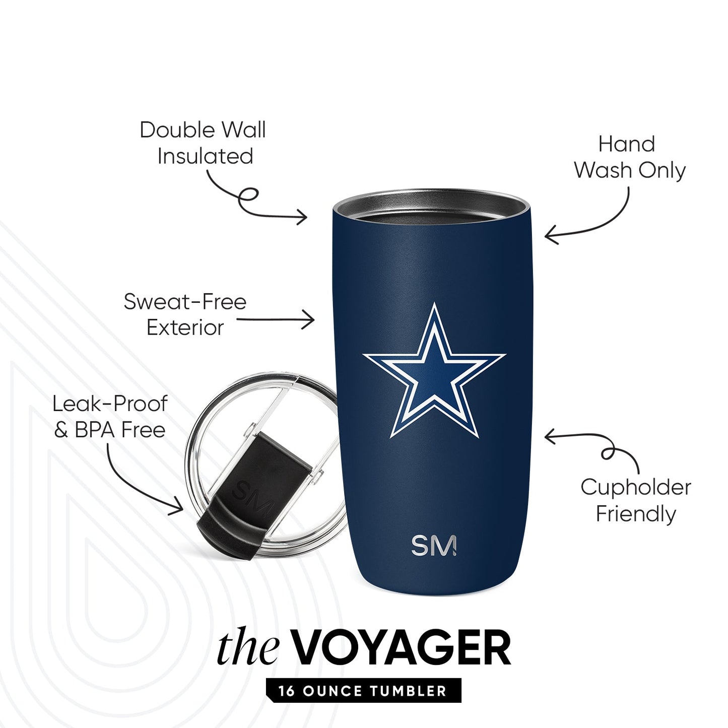 NFL Voyager Tumbler with Clear Flip Lid & Straw