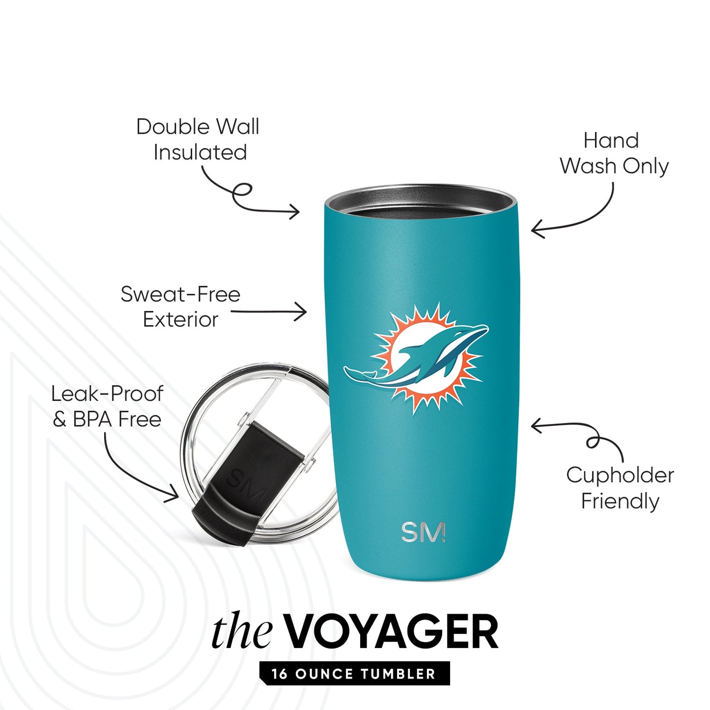 NFL Voyager Tumbler with Clear Flip Lid & Straw