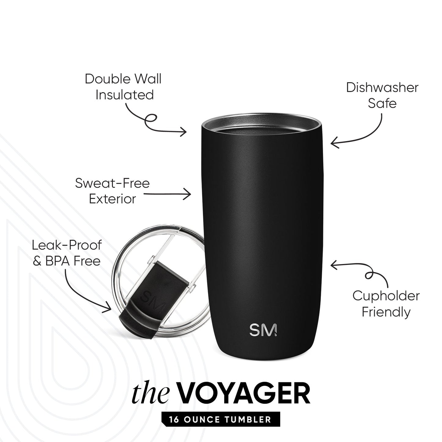Voyager Tumbler with Clear Flip Lid & Straw