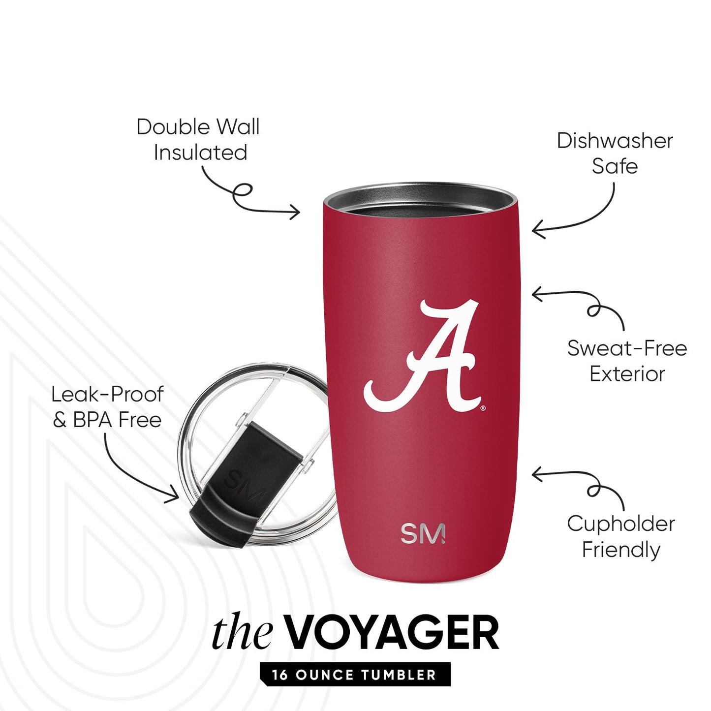 Collegiate Voyager Tumbler with Clear Flip Lid & Straw