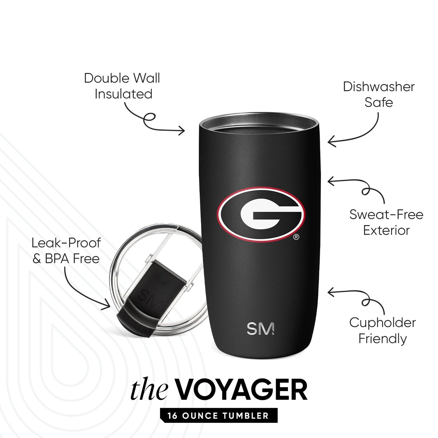 Collegiate Voyager Tumbler with Clear Flip Lid & Straw