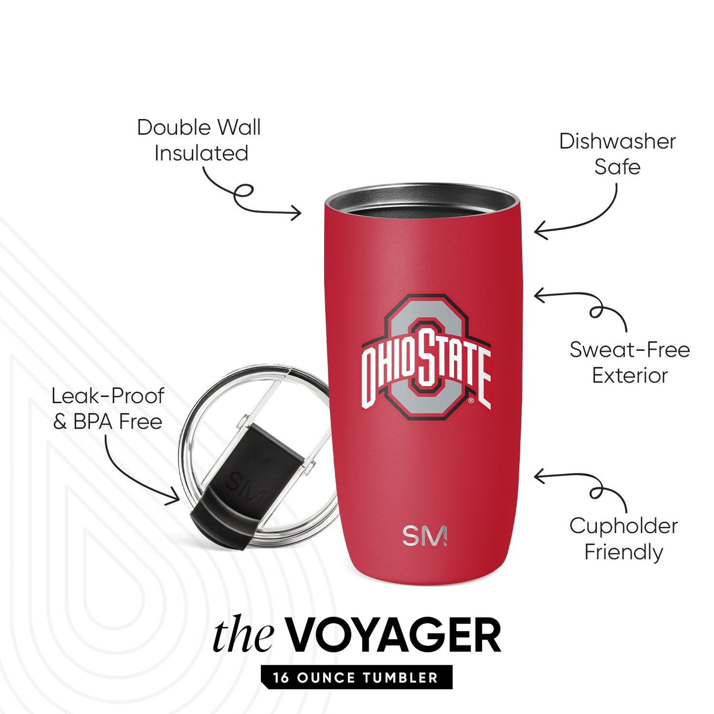 Collegiate Voyager Tumbler with Clear Flip Lid & Straw