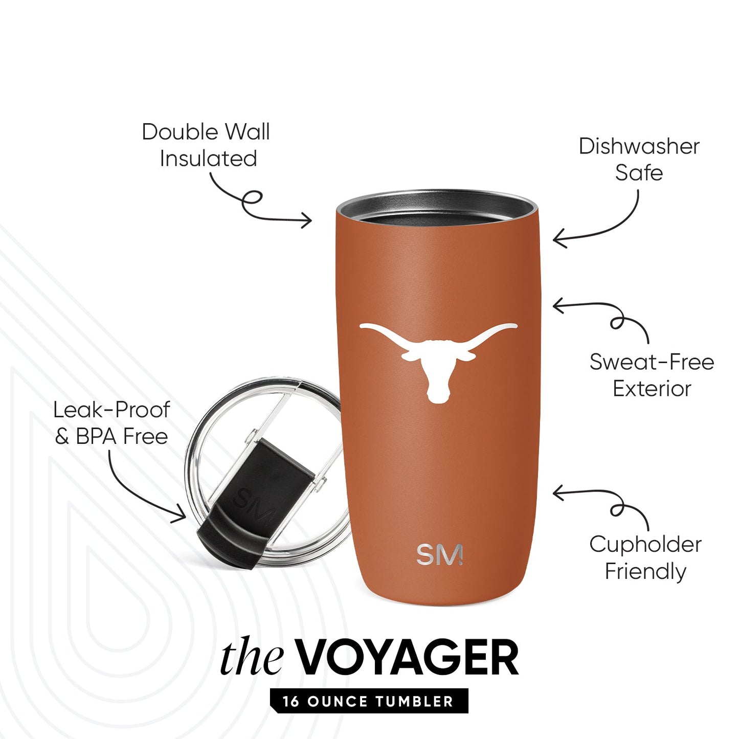 Collegiate Voyager Tumbler with Clear Flip Lid & Straw