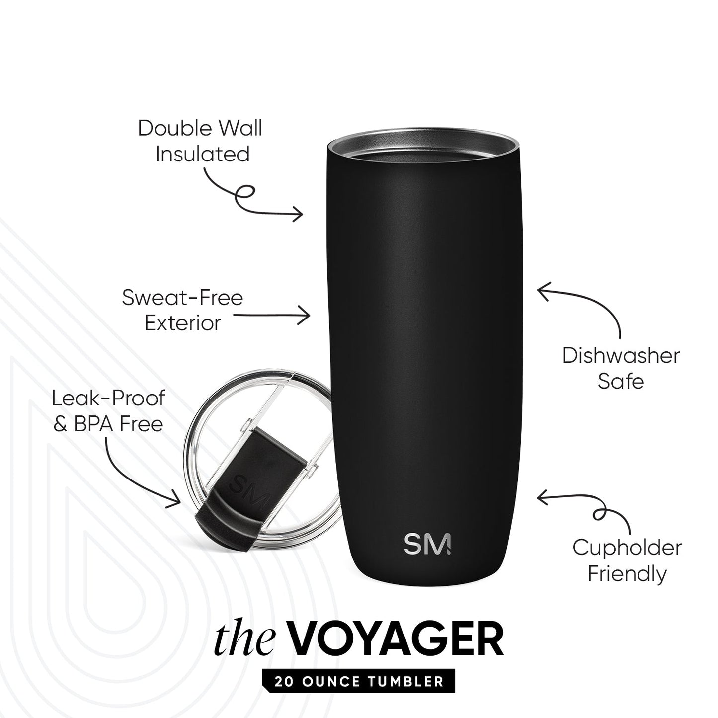 Voyager Tumbler with Clear Flip Lid & Straw