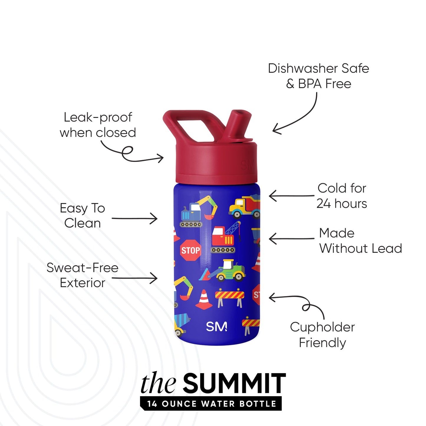 Summit Kids Water Bottle with Straw Lid