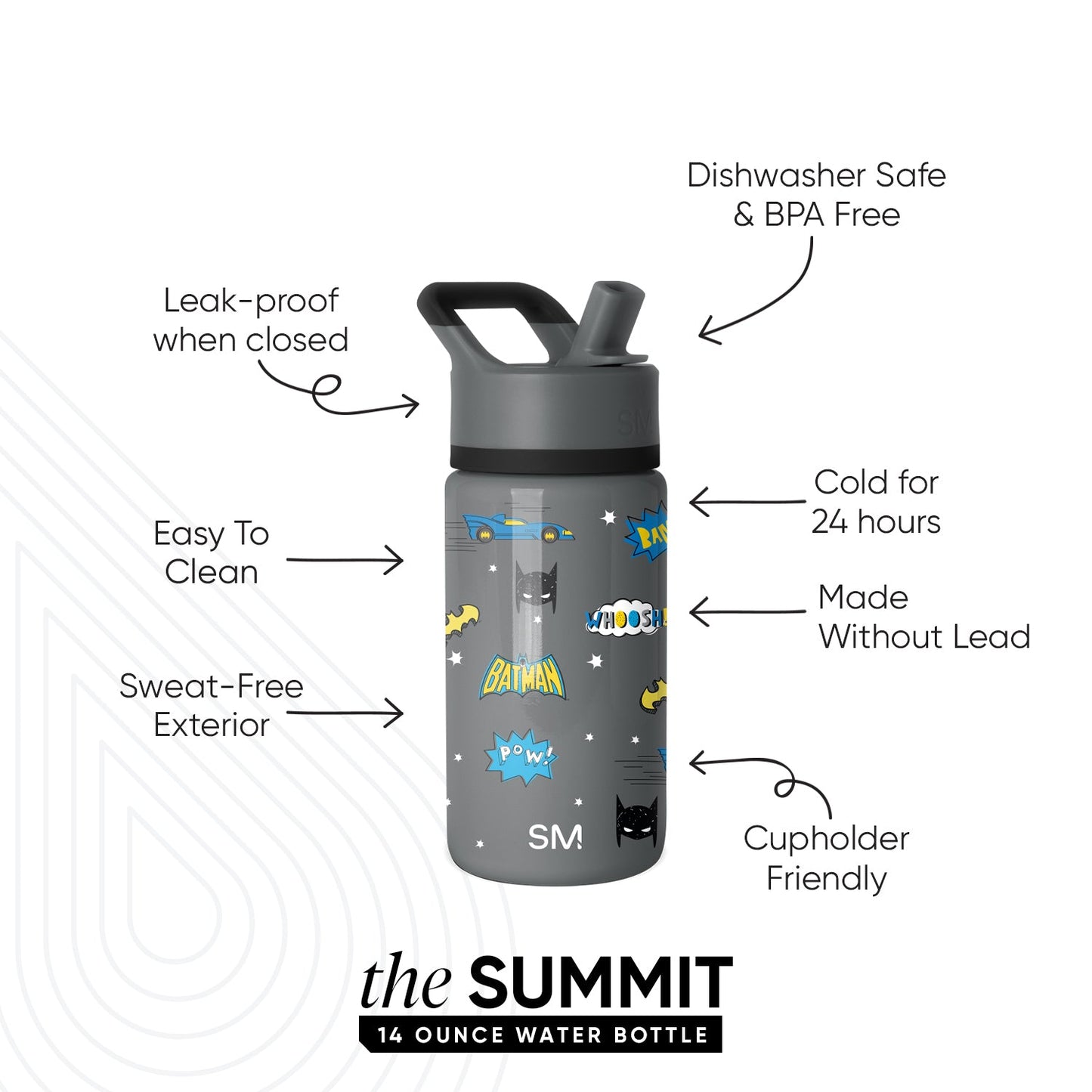 Summit Kids Water Bottle with Straw Lid
