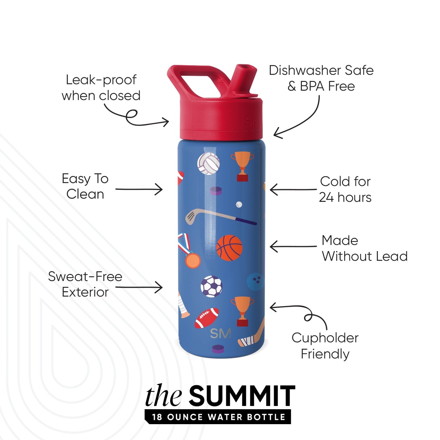 Summit Kids Water Bottle with Straw Lid