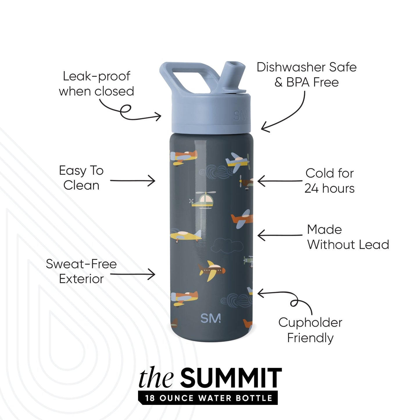 Summit Kids Water Bottle with Straw Lid